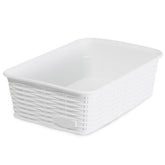 Aufbewahrungskörbchen WEIß Rattan-Optik - klein 19.5x13x6cm - LEBENSMITTELECHT Ordnungskorb Ordnungsbox Schubladenorganizer Schublade Organizerbox Ordnungssystem